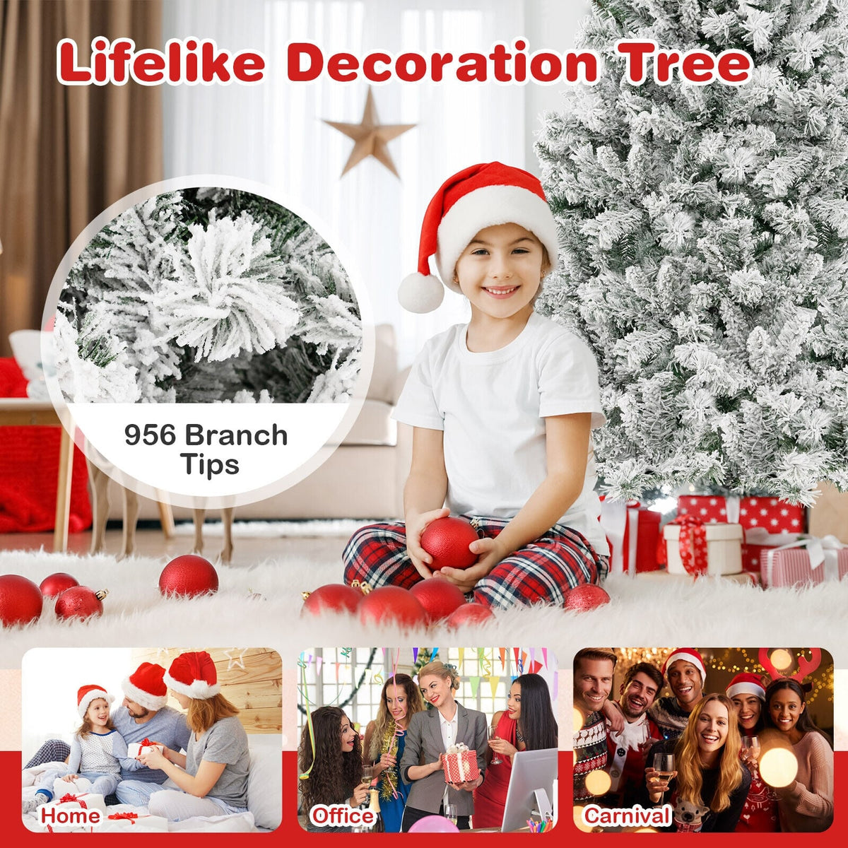 6/7/8 Feet Artificial Xmas Tree 3-Minute Quick Shape-7 ft-Christmas Trees-DECOROLALA