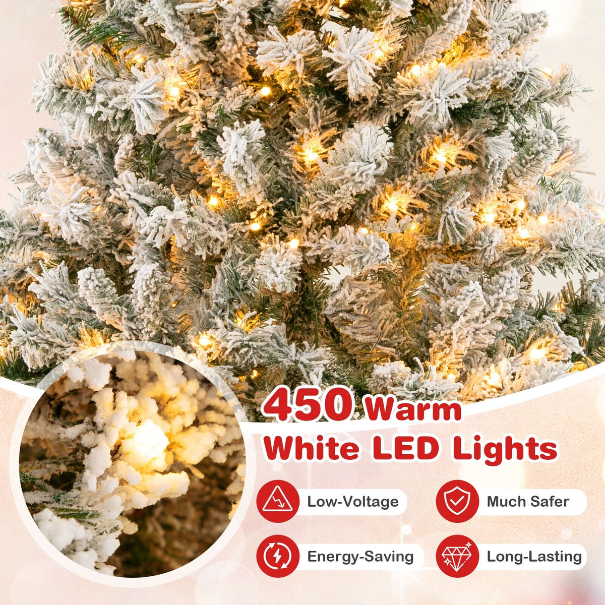 6/7/8 Feet Artificial Xmas Tree 3-Minute Quick Shape-7 ft-Christmas Trees-DECOROLALA