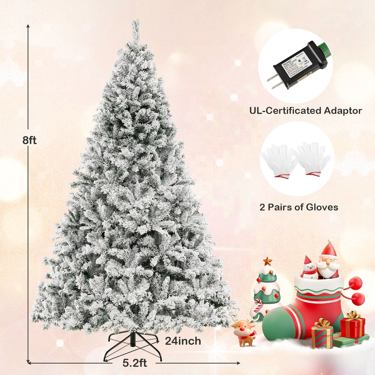6/7/8 Feet Artificial Xmas Tree 3-Minute Quick Shape-8 ft-Christmas Trees-DECOROLALA