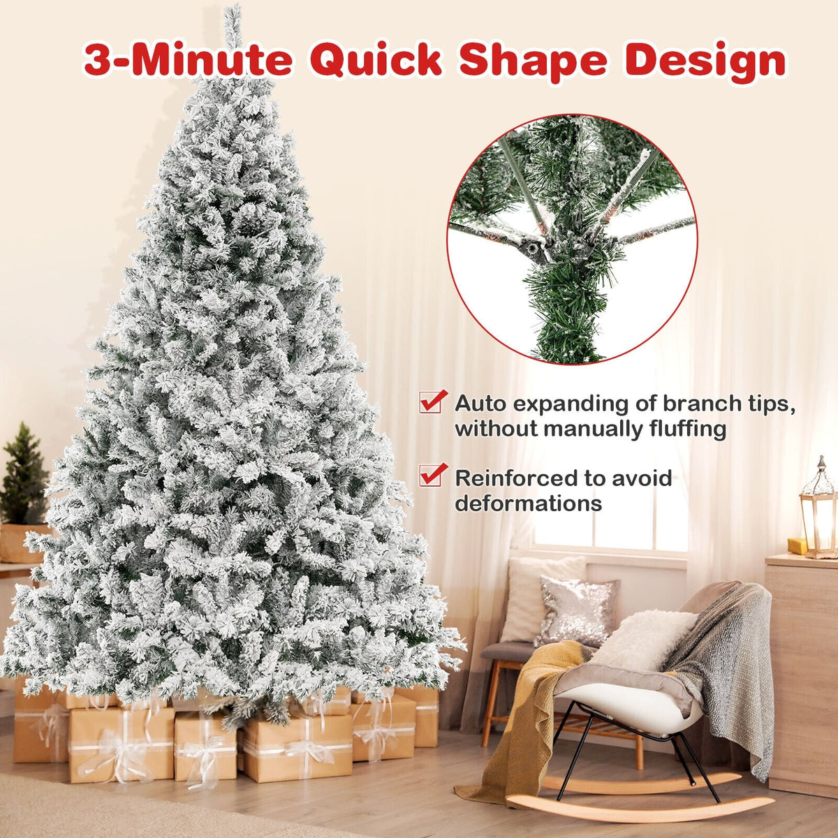 6/7/8 Feet Artificial Xmas Tree 3-Minute Quick Shape-8 ft-Christmas Trees-DECOROLALA