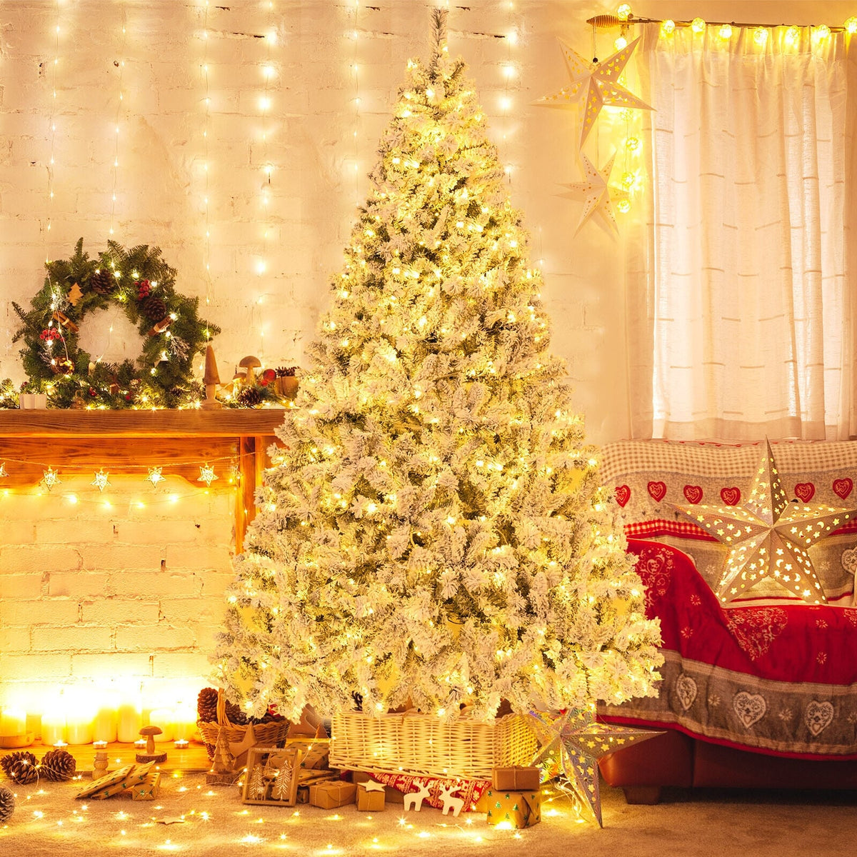 6/7/8 Feet Artificial Xmas Tree 3-Minute Quick Shape-8 ft-Christmas Trees-DECOROLALA