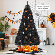 6/7/8 Feet Black Artificial Halloween Christmas Tree with PVC Branch Tips and 210/320/450 Cool White LED Lights-L-Christmas Trees-DECOROLALA