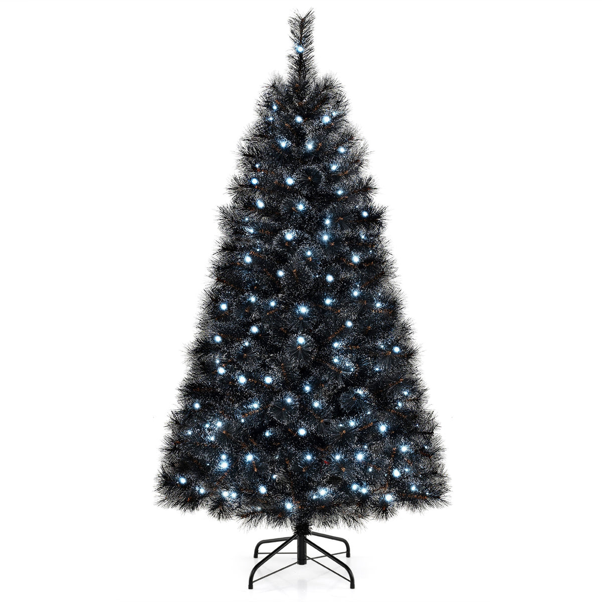 6/7/8 Feet Black Artificial Halloween Christmas Tree with PVC Branch Tips and 210/320/450 Cool White LED Lights-S-Christmas Trees-DECOROLALA