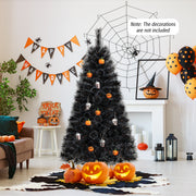 6/7/8 Feet Black Artificial Halloween Christmas Tree with PVC Branch Tips and 210/320/450 Cool White LED Lights-S-Christmas Trees-DECOROLALA