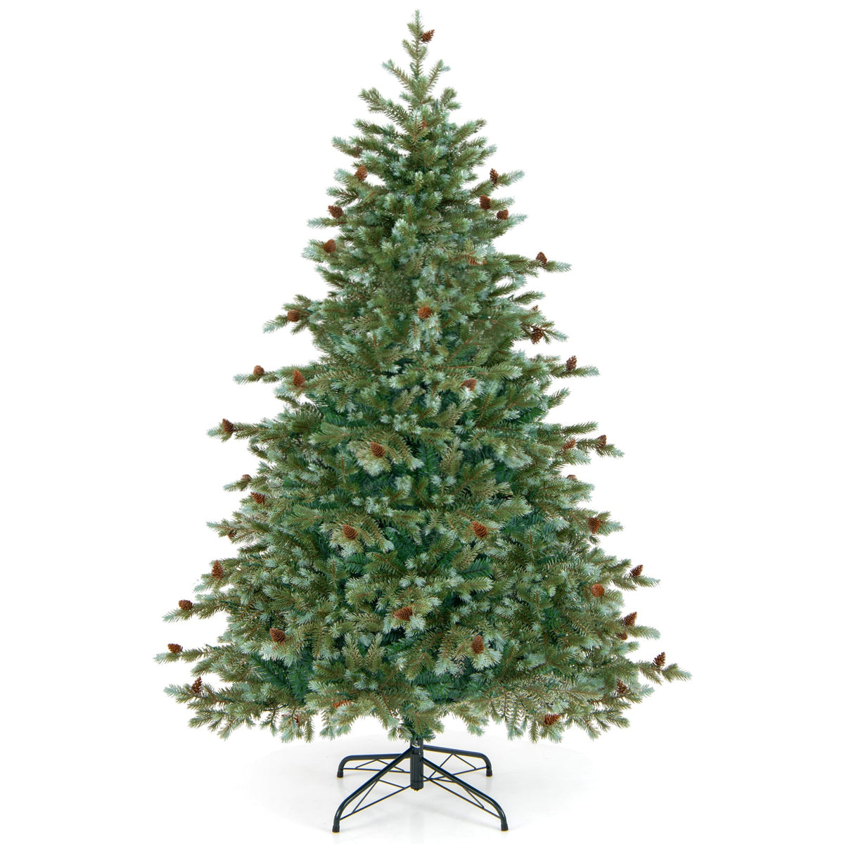 6/7/8 Feet Christmas Tree with Warm White LED Lights and Pine Cones-6 ft-Christmas Trees-DECOROLALA