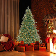 6/7/8 Feet Christmas Tree with Warm White LED Lights and Pine Cones-7 ft-Christmas Trees-DECOROLALA