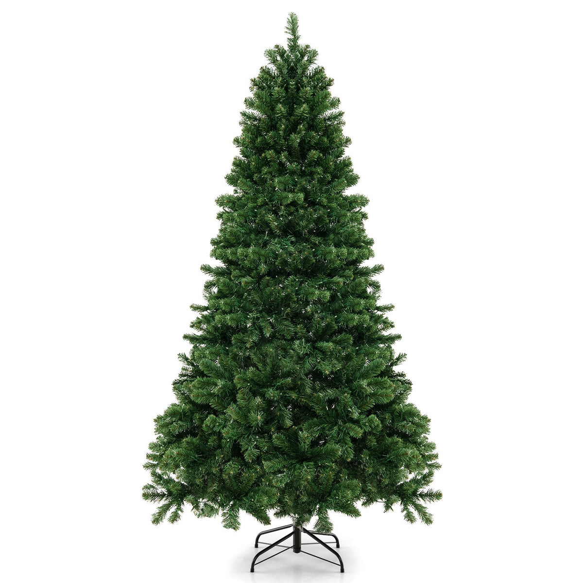 6/7/8 Feet Hinged Christmas Tree with PVC Branch Tips Warm White LED Lights-6 ft-Christmas Trees-DECOROLALA