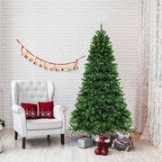 6/7/8 Feet Hinged Christmas Tree with PVC Branch Tips Warm White LED Lights-6 ft-Christmas Trees-DECOROLALA