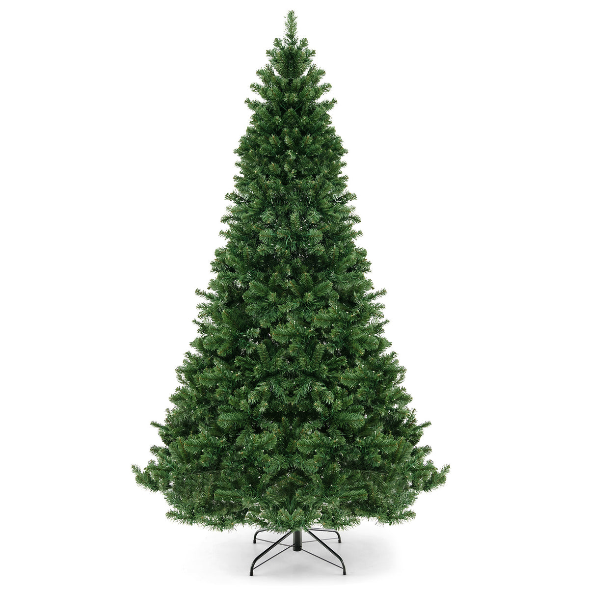 6/7/8 Feet Hinged Christmas Tree with PVC Branch Tips Warm White LED Lights-8 ft-Christmas Trees-DECOROLALA