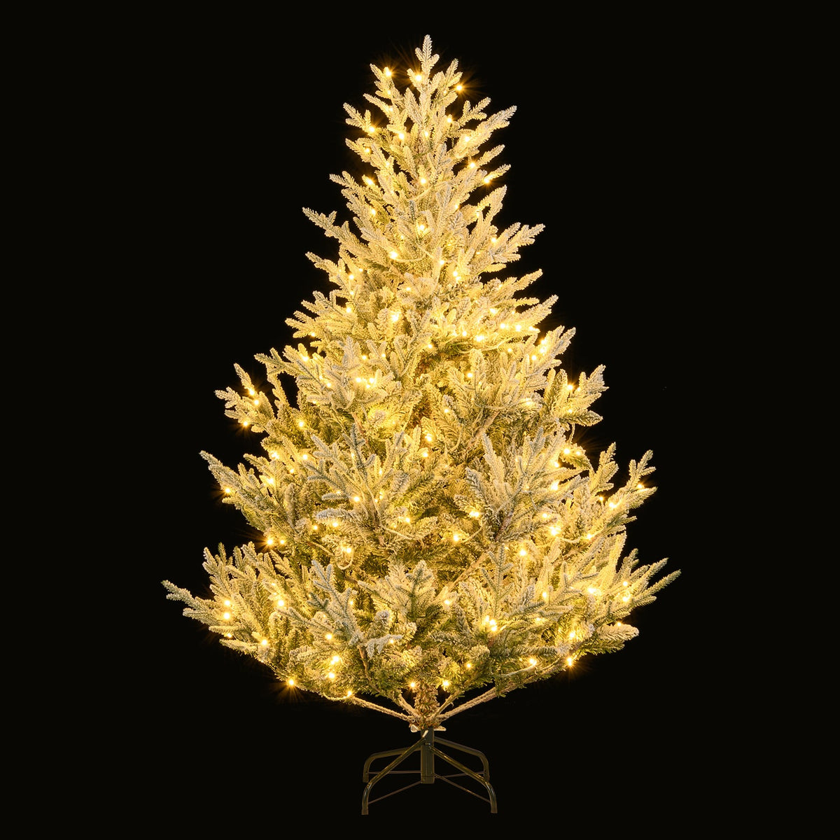 6/7/8 Feet Pre-Lit Artificial Christmas Tree Hinged Snow Flocked Xmas Tree-6 ft-Christmas Trees-DECOROLALA