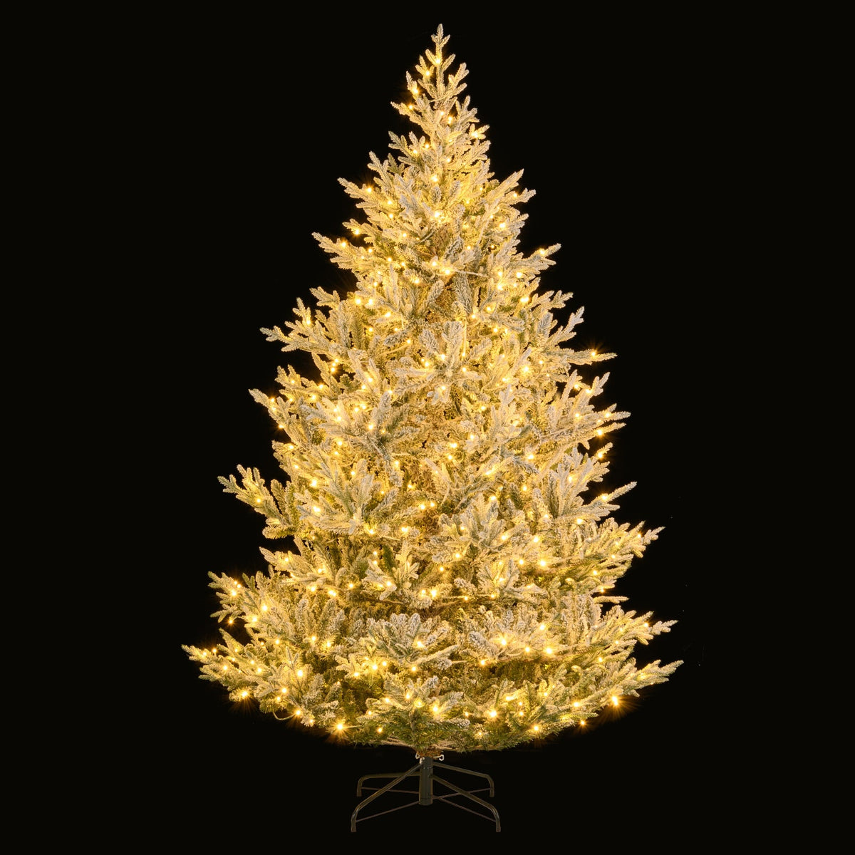 6/7/8 Feet Pre-Lit Artificial Christmas Tree Hinged Snow Flocked Xmas Tree-8 Feet-Christmas Trees-DECOROLALA