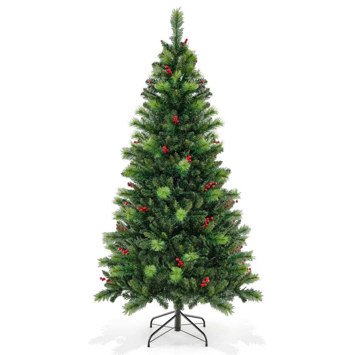 6/7/8 Feet Pre-Lit Artificial Christmas Tree with 300/400/500 LED Lights-6 ft-Christmas Trees-DECOROLALA