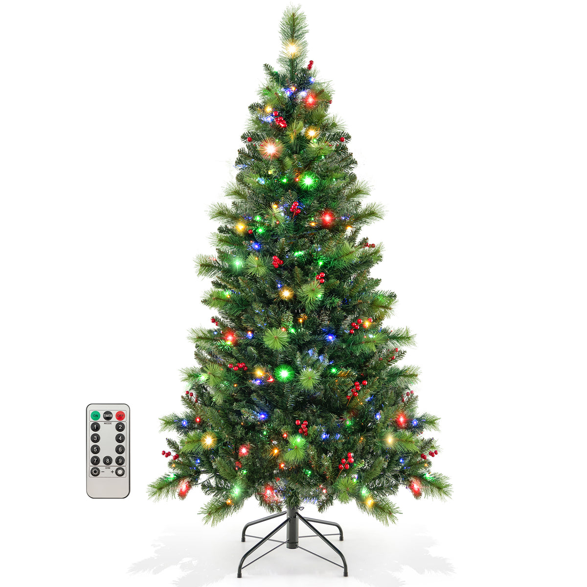 6/7/8 Feet Pre-Lit Artificial Christmas Tree with 300/400/500 LED Lights-6 ft-Christmas Trees-DECOROLALA