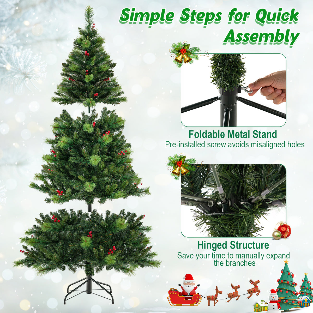 6/7/8 Feet Pre-Lit Artificial Christmas Tree with 300/400/500 LED Lights-6 ft-Christmas Trees-DECOROLALA