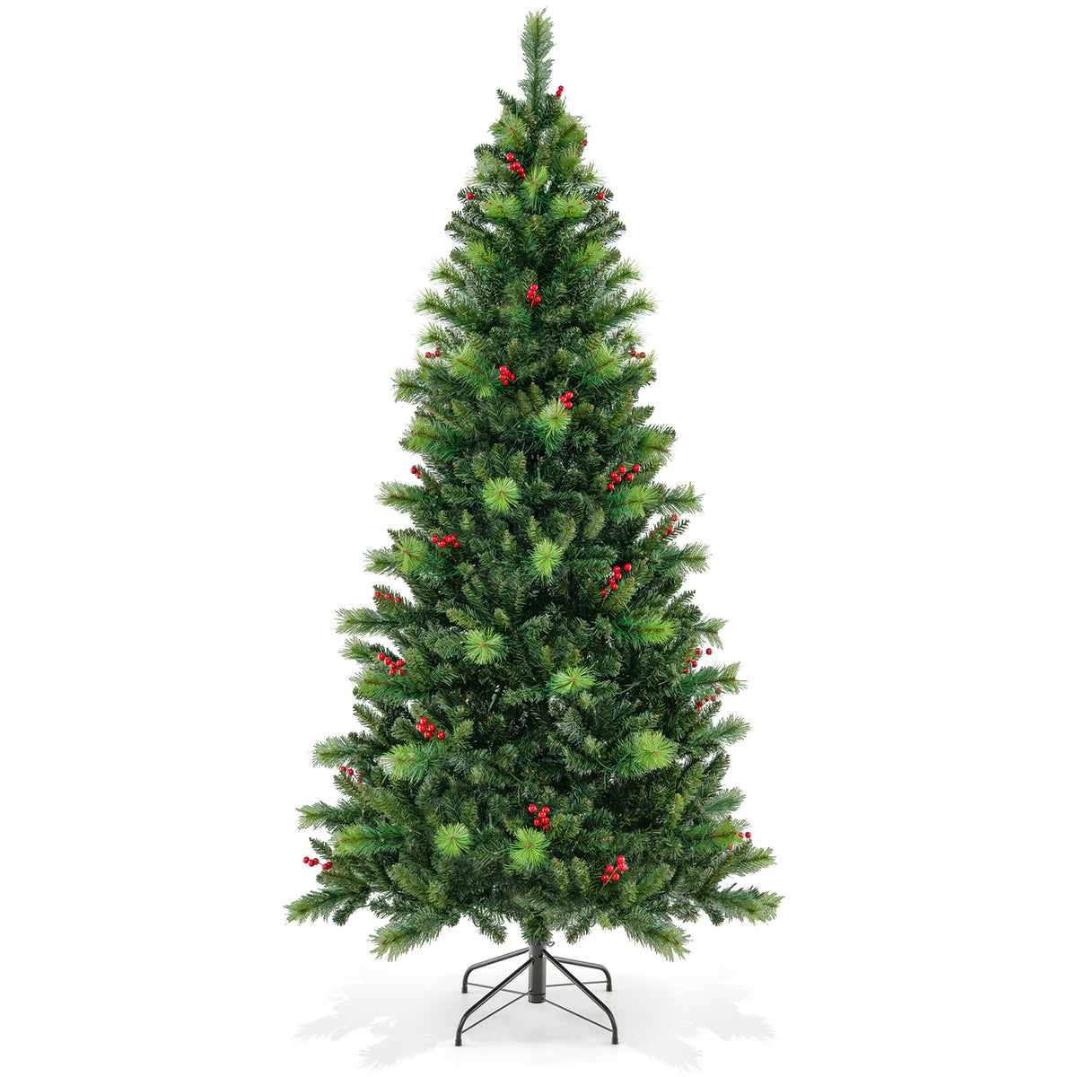 6/7/8 Feet Pre-Lit Artificial Christmas Tree with 300/400/500 LED Lights-7 ft-Christmas Trees-DECOROLALA