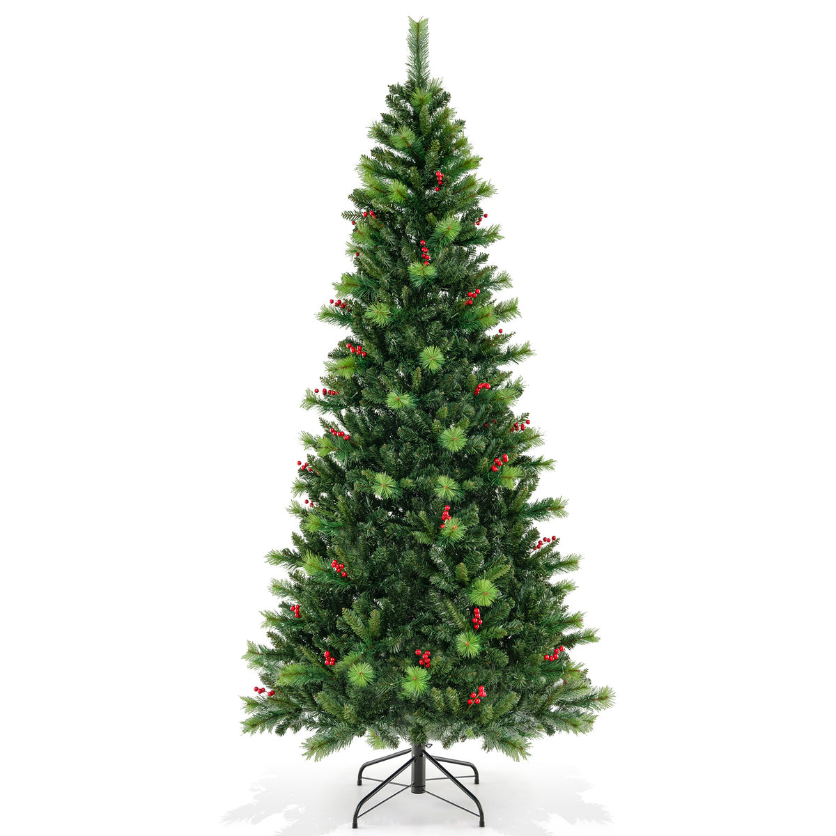 6/7/8 Feet Pre-Lit Artificial Christmas Tree with 300/400/500 LED Lights-8 ft-Christmas Trees-DECOROLALA