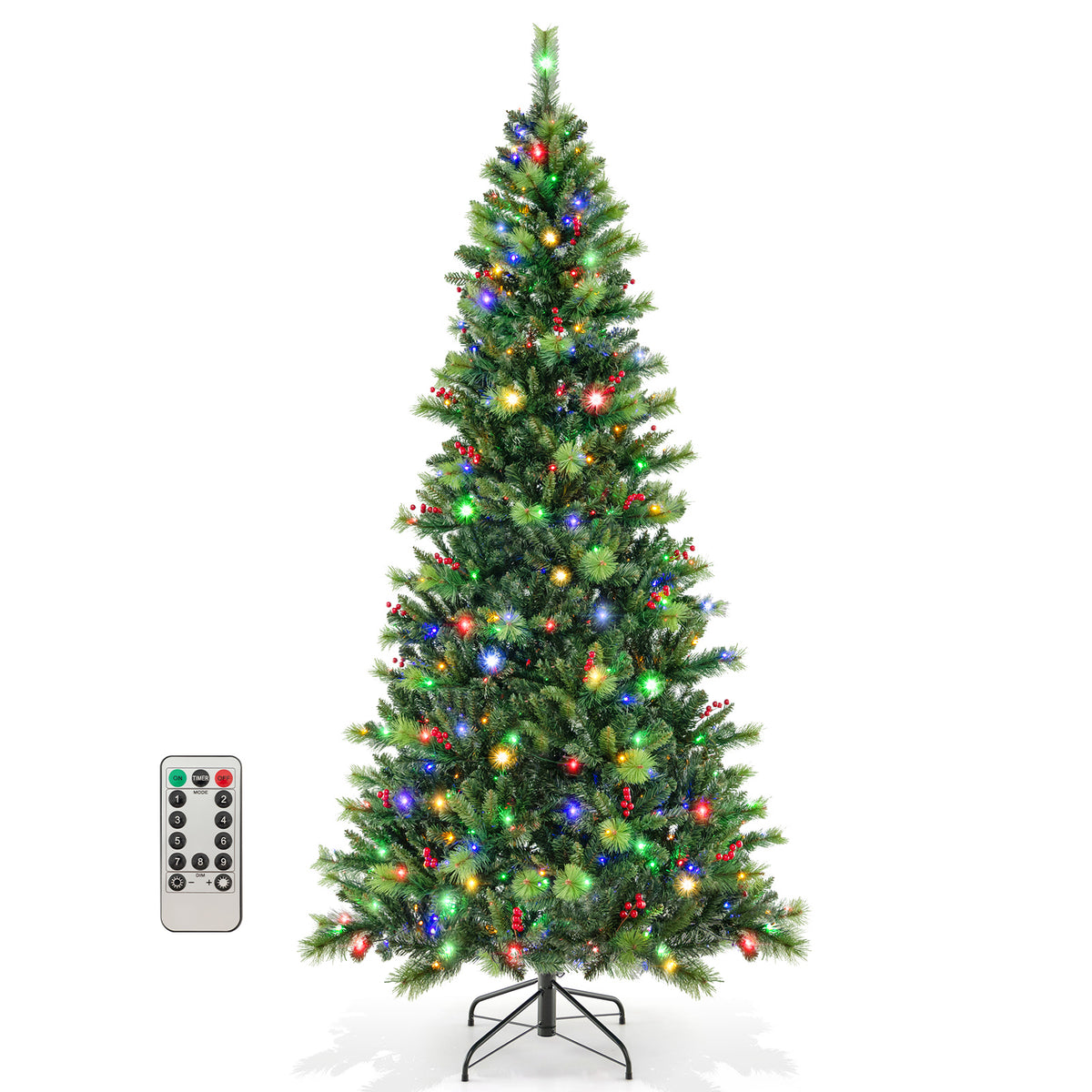 6/7/8 Feet Pre-Lit Artificial Christmas Tree with 300/400/500 LED Lights-8 ft-Christmas Trees-DECOROLALA