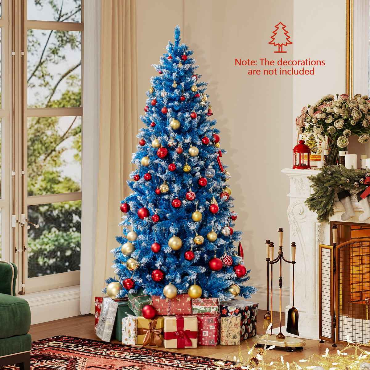 6/7/8/9 FT Artificial Christmas Tree with 767 Snowy Branch Tips-6 FT-Christmas Trees-DECOROLALA