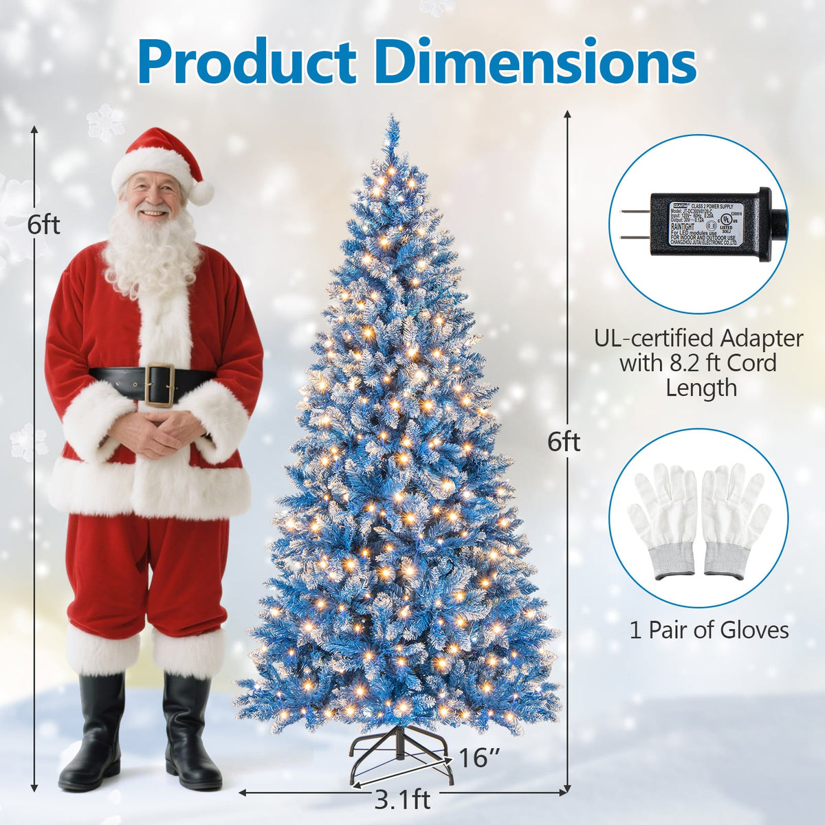 6/7/8/9 FT Artificial Christmas Tree with 767 Snowy Branch Tips-6 FT-Christmas Trees-DECOROLALA