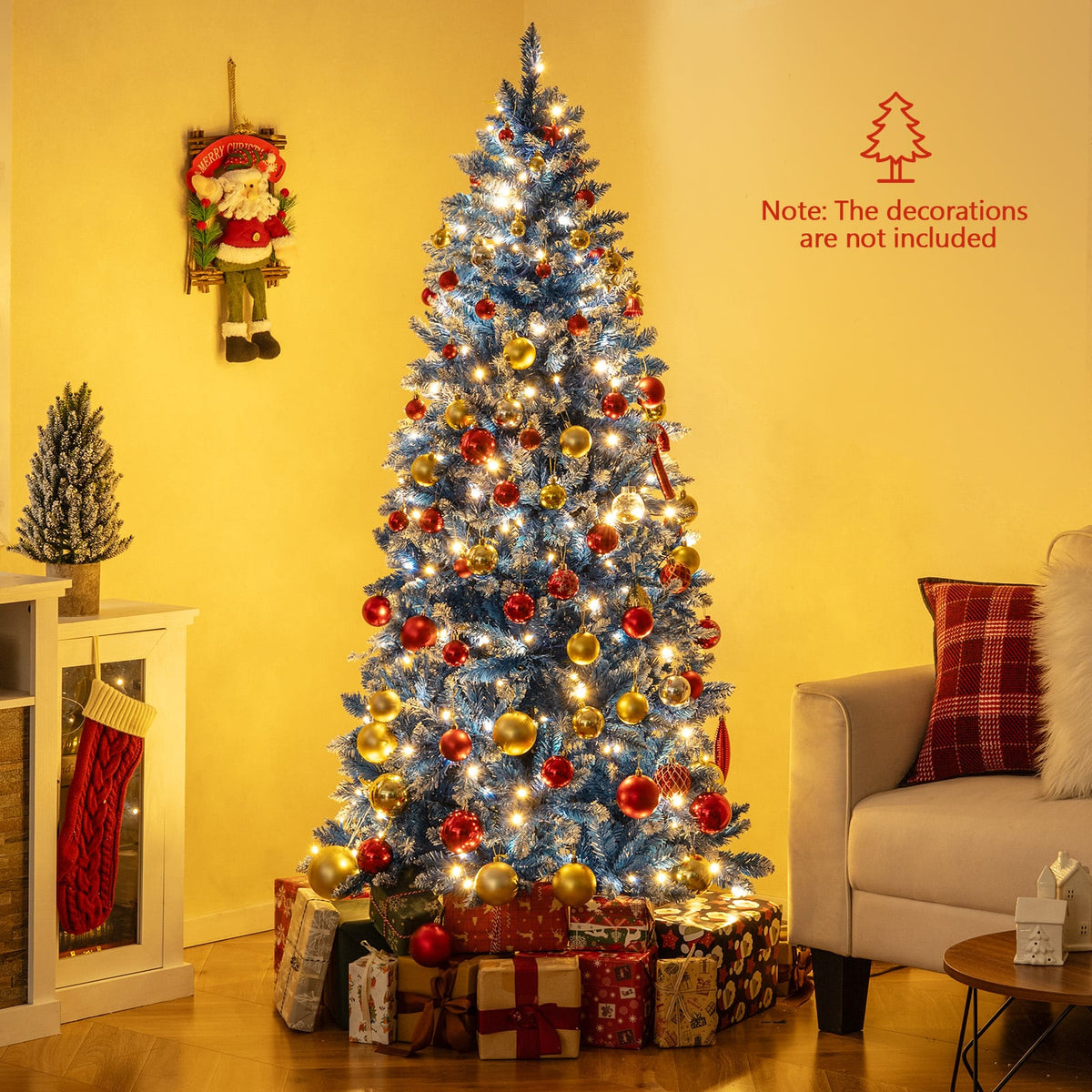 6/7/8/9 FT Artificial Christmas Tree with 767 Snowy Branch Tips-6 FT-Christmas Trees-DECOROLALA