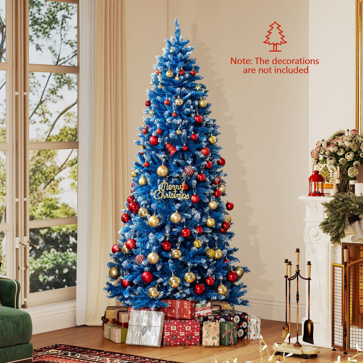 6/7/8/9 FT Artificial Christmas Tree with 767 Snowy Branch Tips-7 FT-Christmas Trees-DECOROLALA