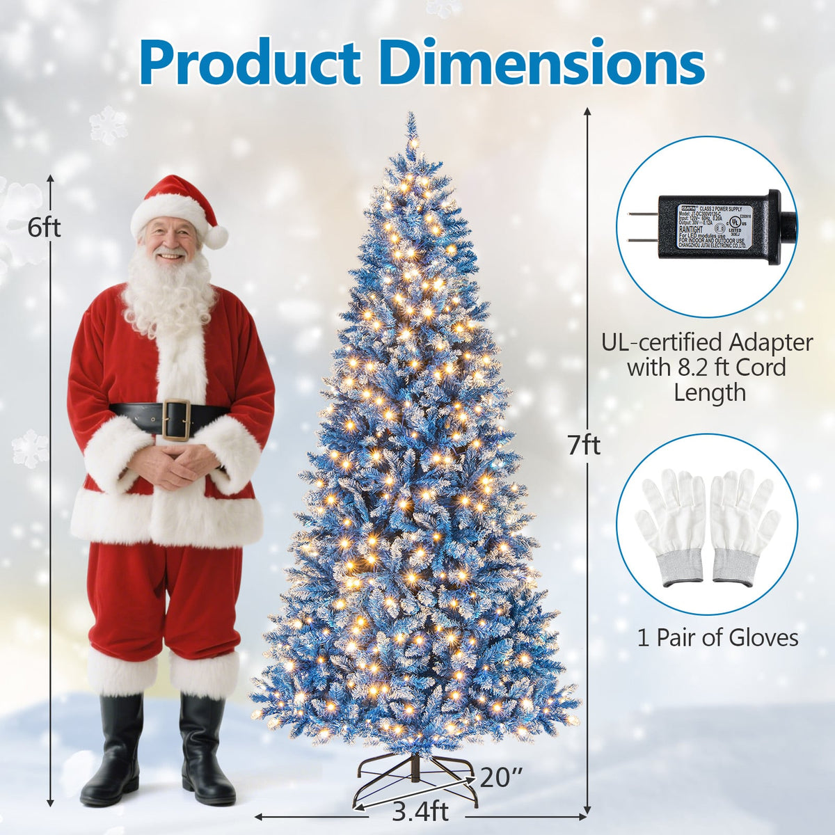 6/7/8/9 FT Artificial Christmas Tree with 767 Snowy Branch Tips-7 FT-Christmas Trees-DECOROLALA
