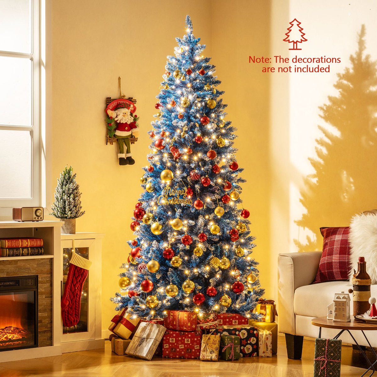 6/7/8/9 FT Artificial Christmas Tree with 767 Snowy Branch Tips-7 FT-Christmas Trees-DECOROLALA