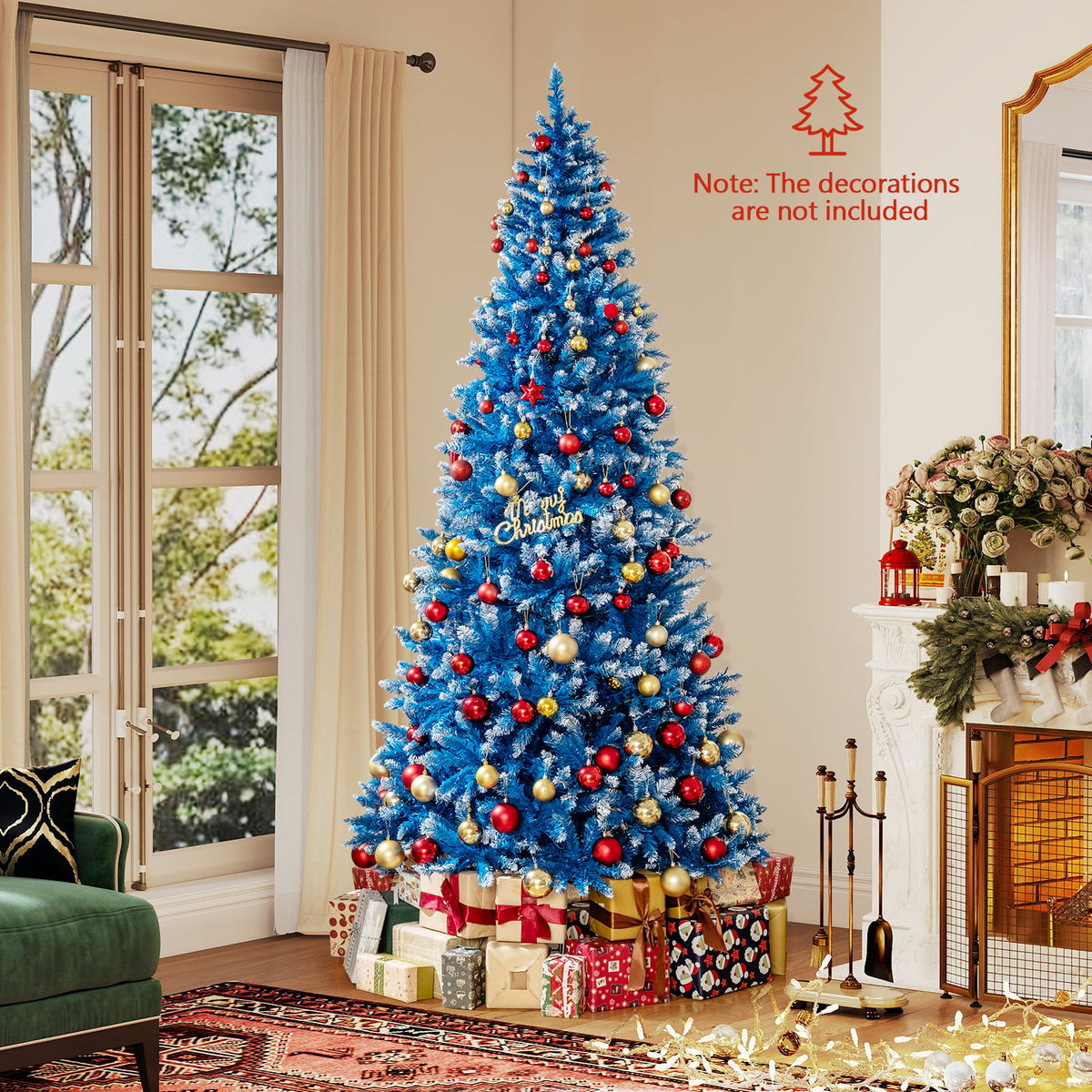 6/7/8/9 FT Artificial Christmas Tree with 767 Snowy Branch Tips-8 FT-Christmas Trees-DECOROLALA