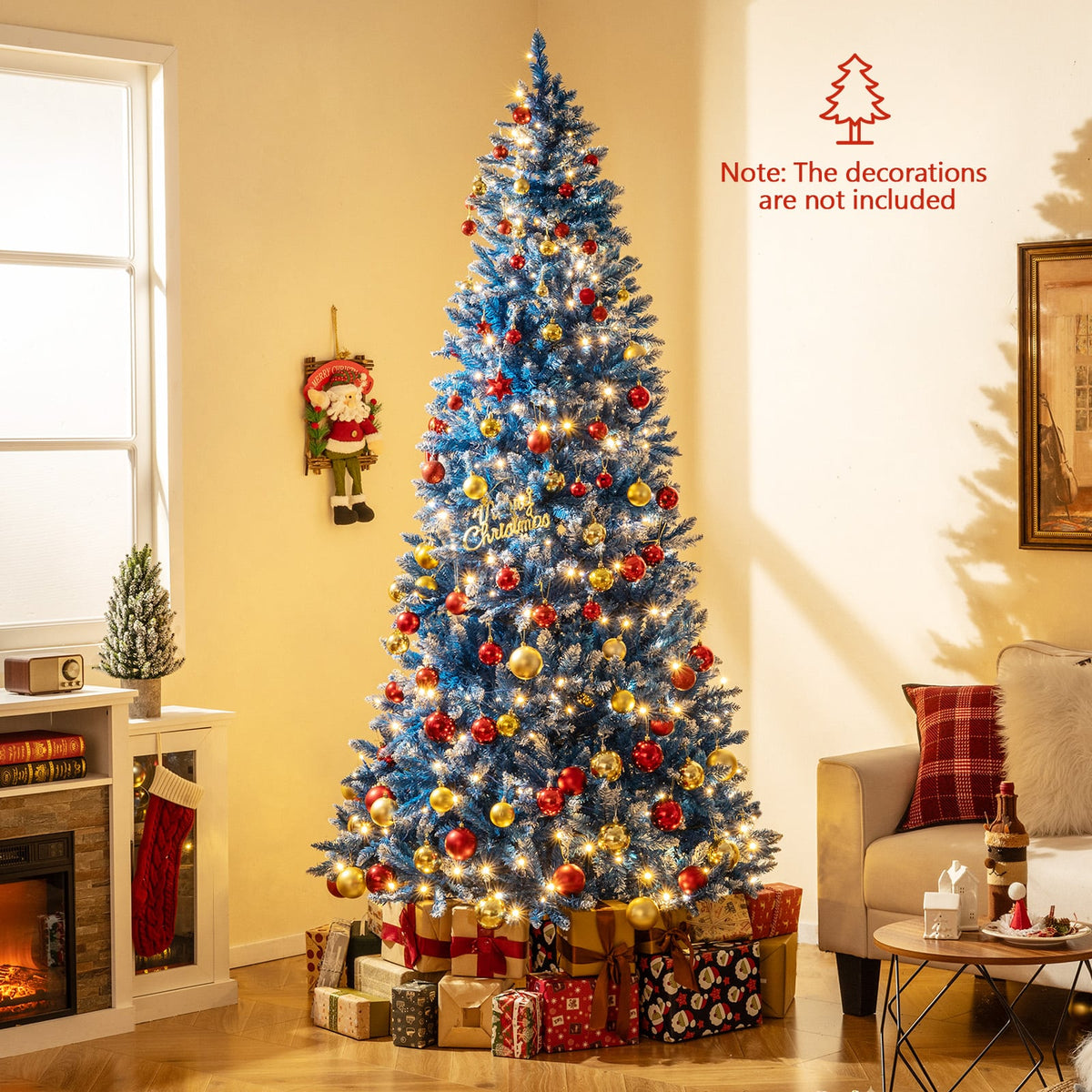 6/7/8/9 FT Artificial Christmas Tree with 767 Snowy Branch Tips-8 FT-Christmas Trees-DECOROLALA