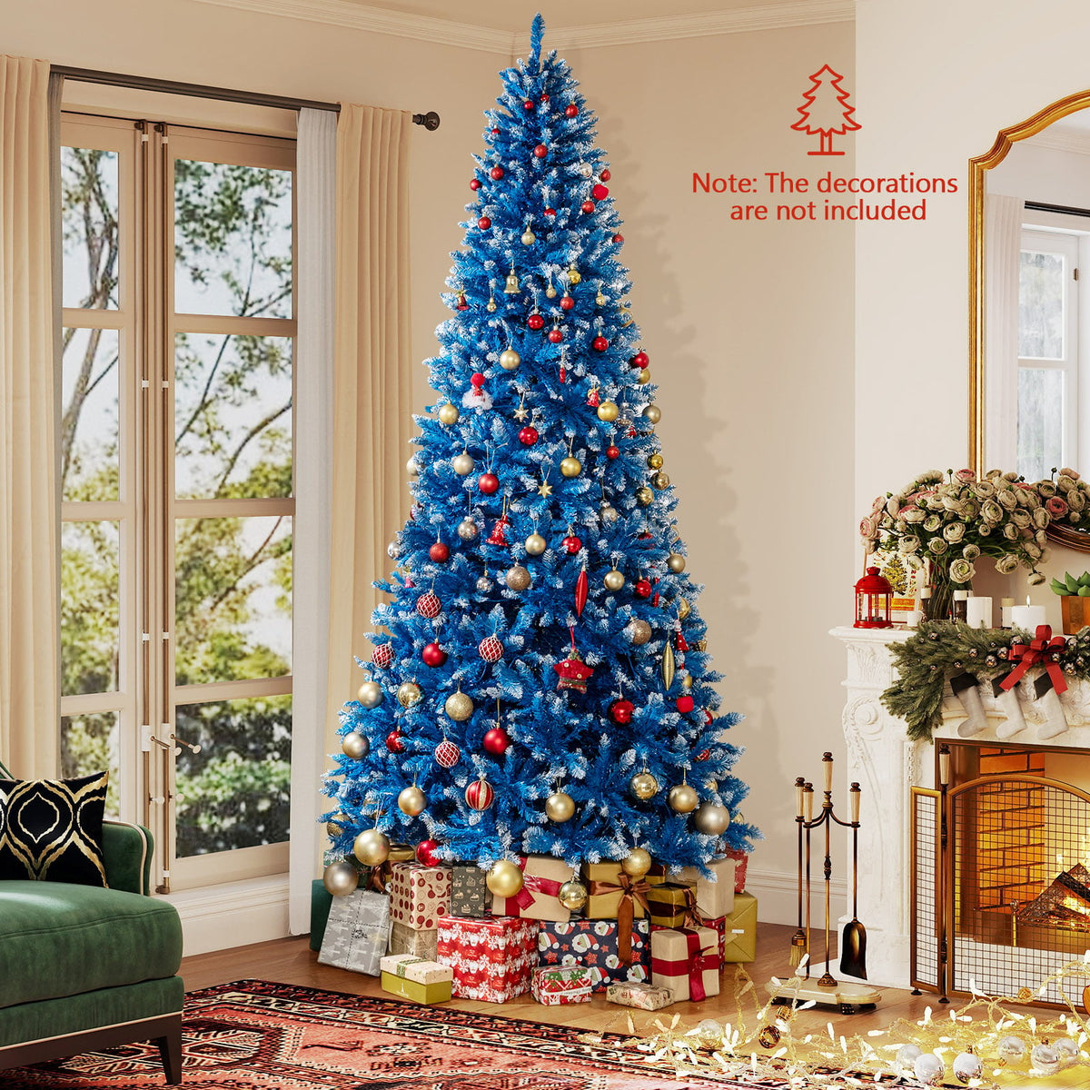 6/7/8/9 FT Artificial Christmas Tree with 767 Snowy Branch Tips-9 FT-Christmas Trees-DECOROLALA