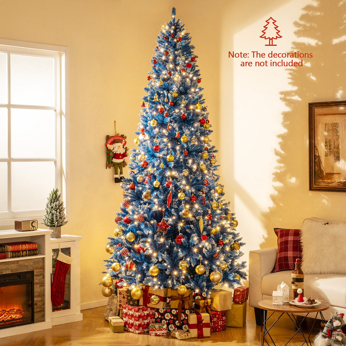 6/7/8/9 FT Artificial Christmas Tree with 767 Snowy Branch Tips-9 FT-Christmas Trees-DECOROLALA
