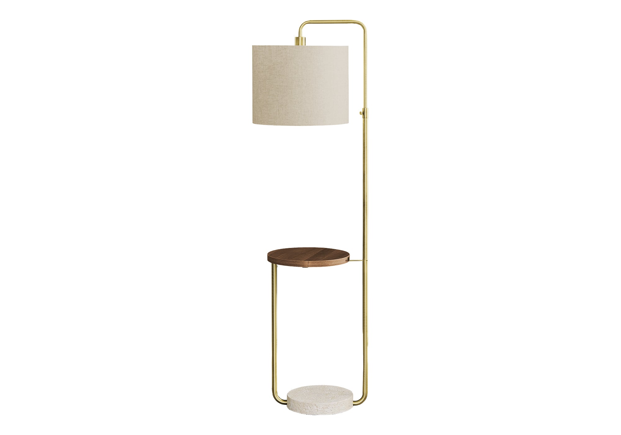 67"H Floor Lamp Black Metal with USB Shelf and Ivory Shade-Lighting-DECOROLALA