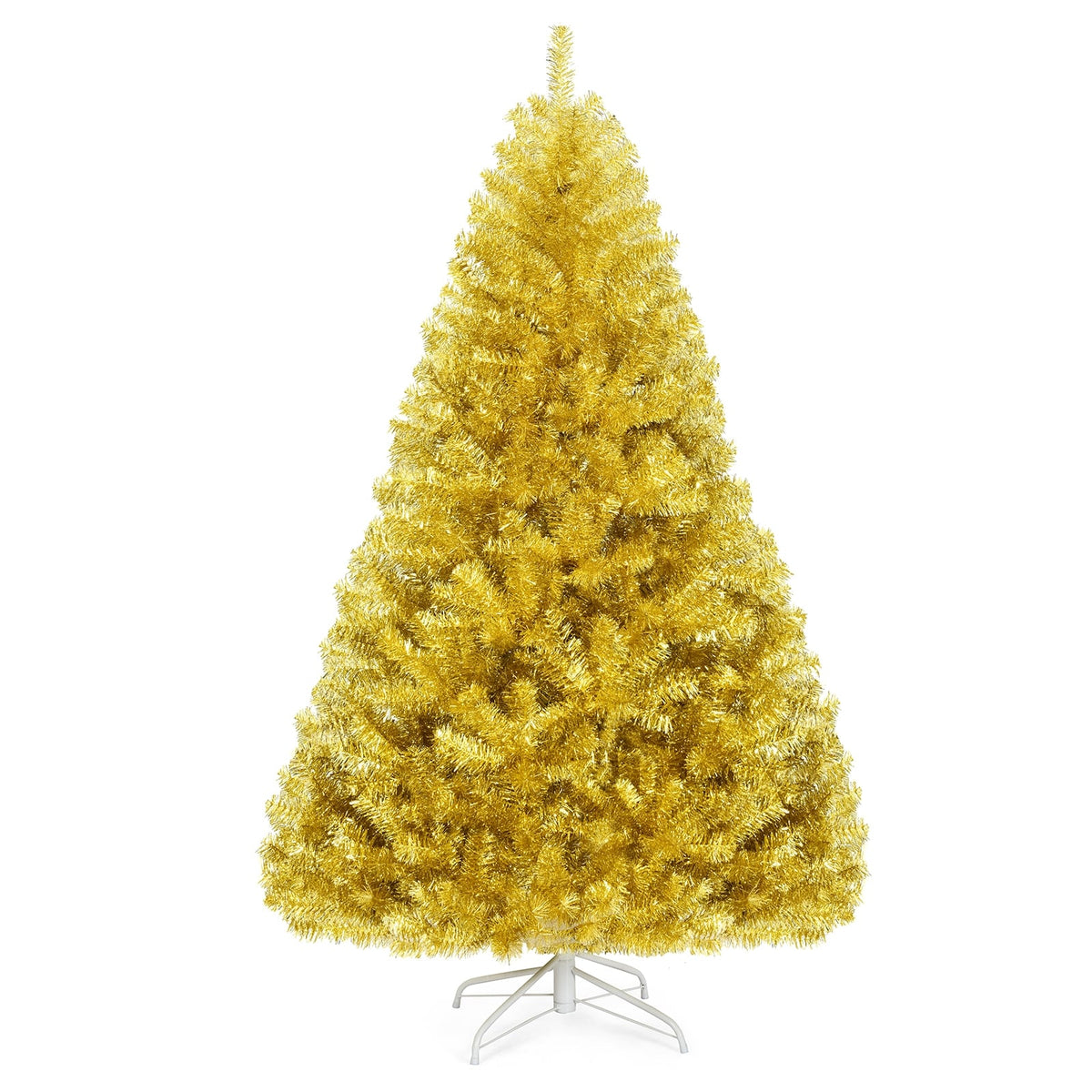 6/7.5 Feet Artificial Tinsel Christmas Tree Hinged with Foldable Stand-6 ft-Christmas Trees-DECOROLALA
