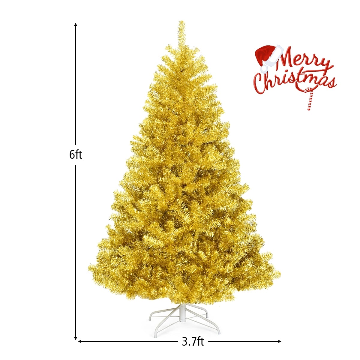 6/7.5 Feet Artificial Tinsel Christmas Tree Hinged with Foldable Stand-6 ft-Christmas Trees-DECOROLALA