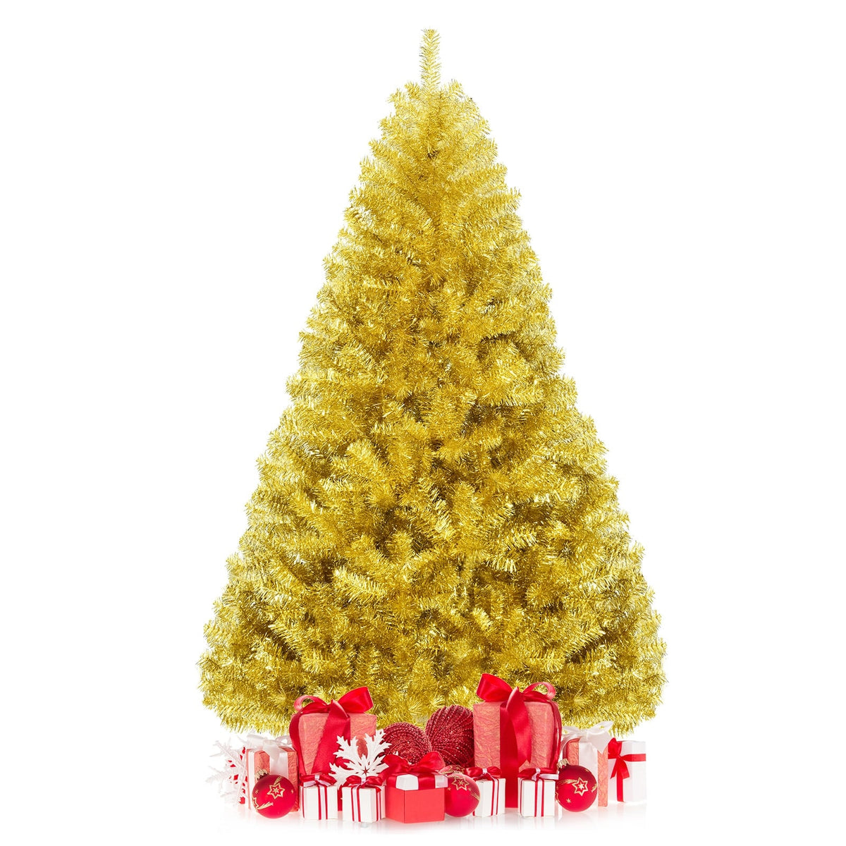 6/7.5 Feet Artificial Tinsel Christmas Tree Hinged with Foldable Stand-6 ft-Christmas Trees-DECOROLALA