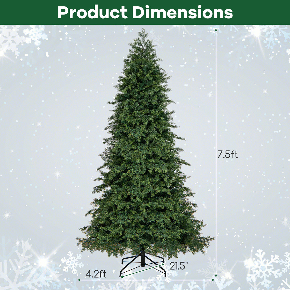 6/7.5 Feet Pre-Lit Artificial Christmas Tree with 11 Modes and Metal Stand-7.5ft-Christmas Trees-DECOROLALA