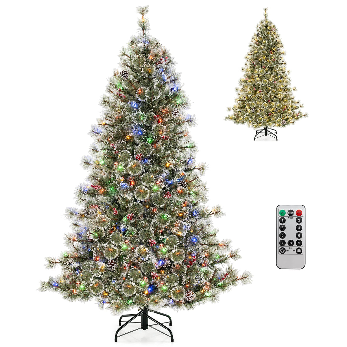 6/7.5/9 FT Artificial Christmas Tree Pre-Lit Hinged Holiday Tree with 360° Quick Power Connector-6 ft-Christmas Trees-DECOROLALA
