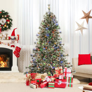 6/7.5/9 FT Artificial Christmas Tree Pre-Lit Hinged Holiday Tree with 360° Quick Power Connector-6 ft-Christmas Trees-DECOROLALA