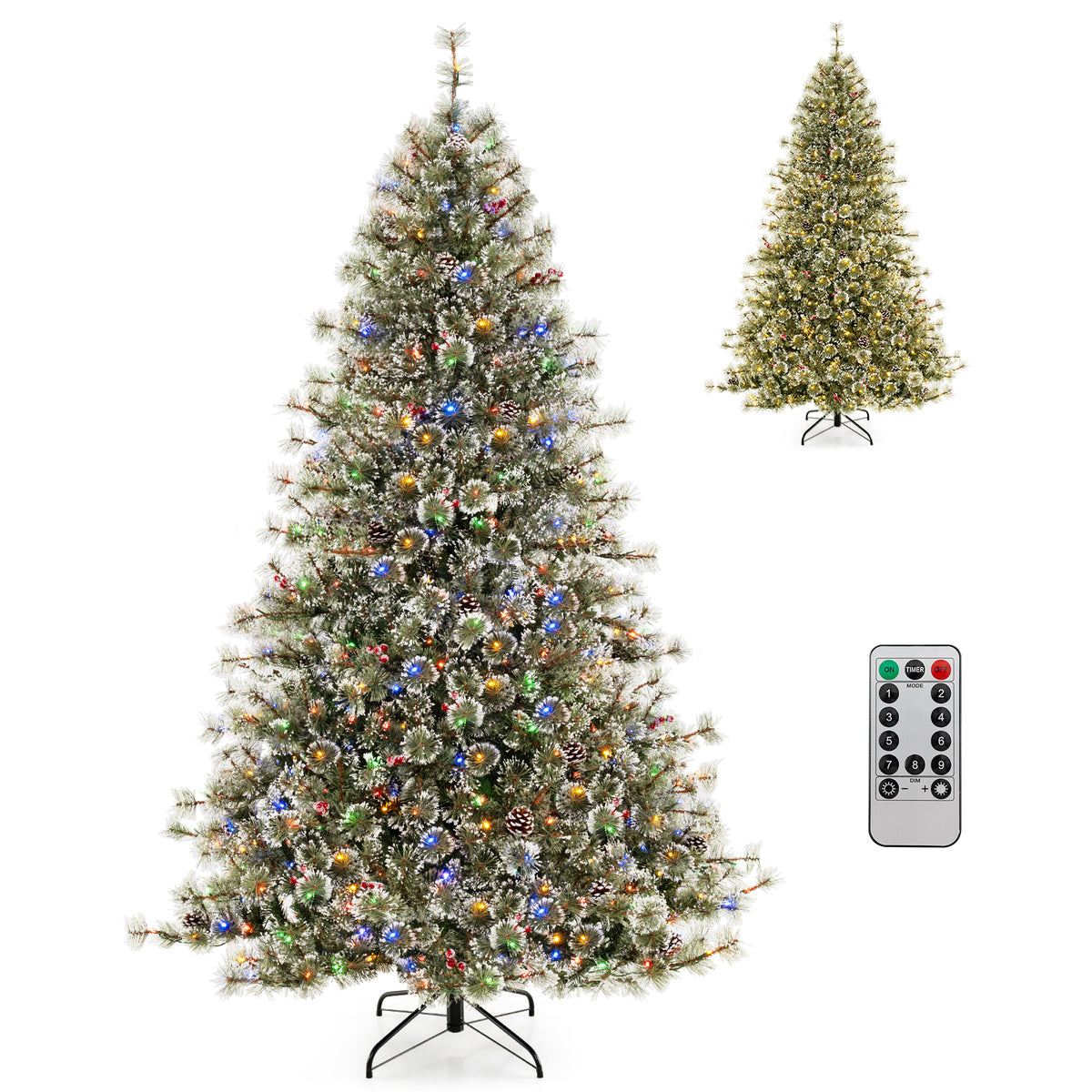 6/7.5/9 FT Artificial Christmas Tree Pre-Lit Hinged Holiday Tree with 360° Quick Power Connector-7.5ft-Christmas Trees-DECOROLALA