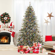 6/7.5/9 FT Artificial Christmas Tree Pre-Lit Hinged Holiday Tree with 360° Quick Power Connector-7.5ft-Christmas Trees-DECOROLALA
