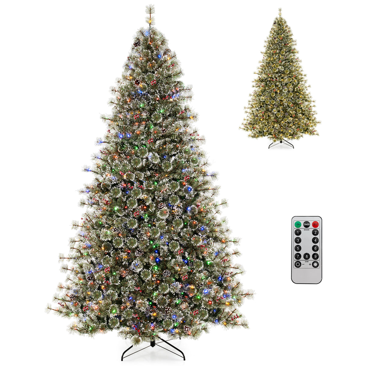6/7.5/9 FT Artificial Christmas Tree Pre-Lit Hinged Holiday Tree with 360° Quick Power Connector-9ft-Christmas Trees-DECOROLALA