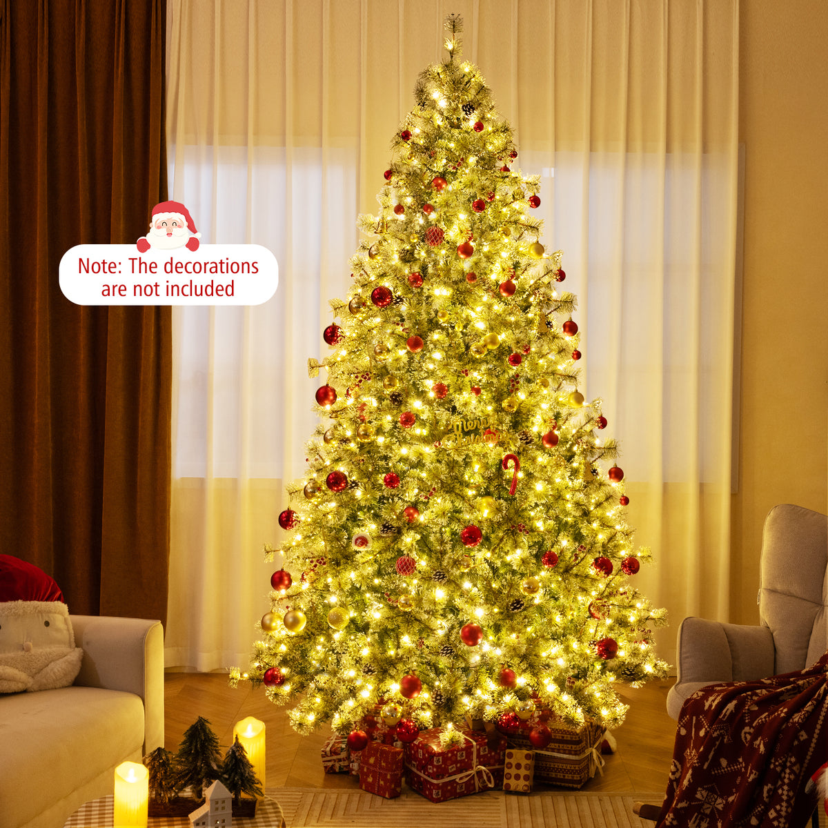 6/7.5/9 FT Artificial Christmas Tree Pre-Lit Hinged Holiday Tree with 360° Quick Power Connector-9ft-Christmas Trees-DECOROLALA