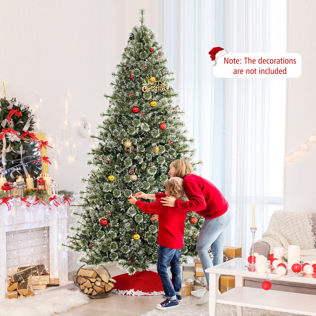 6/7.5/9 FT Artificial Christmas Tree Pre-Lit Hinged Holiday Tree with 360° Quick Power Connector-9ft-Christmas Trees-DECOROLALA