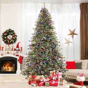 6/7.5/9 FT Artificial Christmas Tree Pre-Lit Hinged Holiday Tree with 360° Quick Power Connector-9ft-Christmas Trees-DECOROLALA