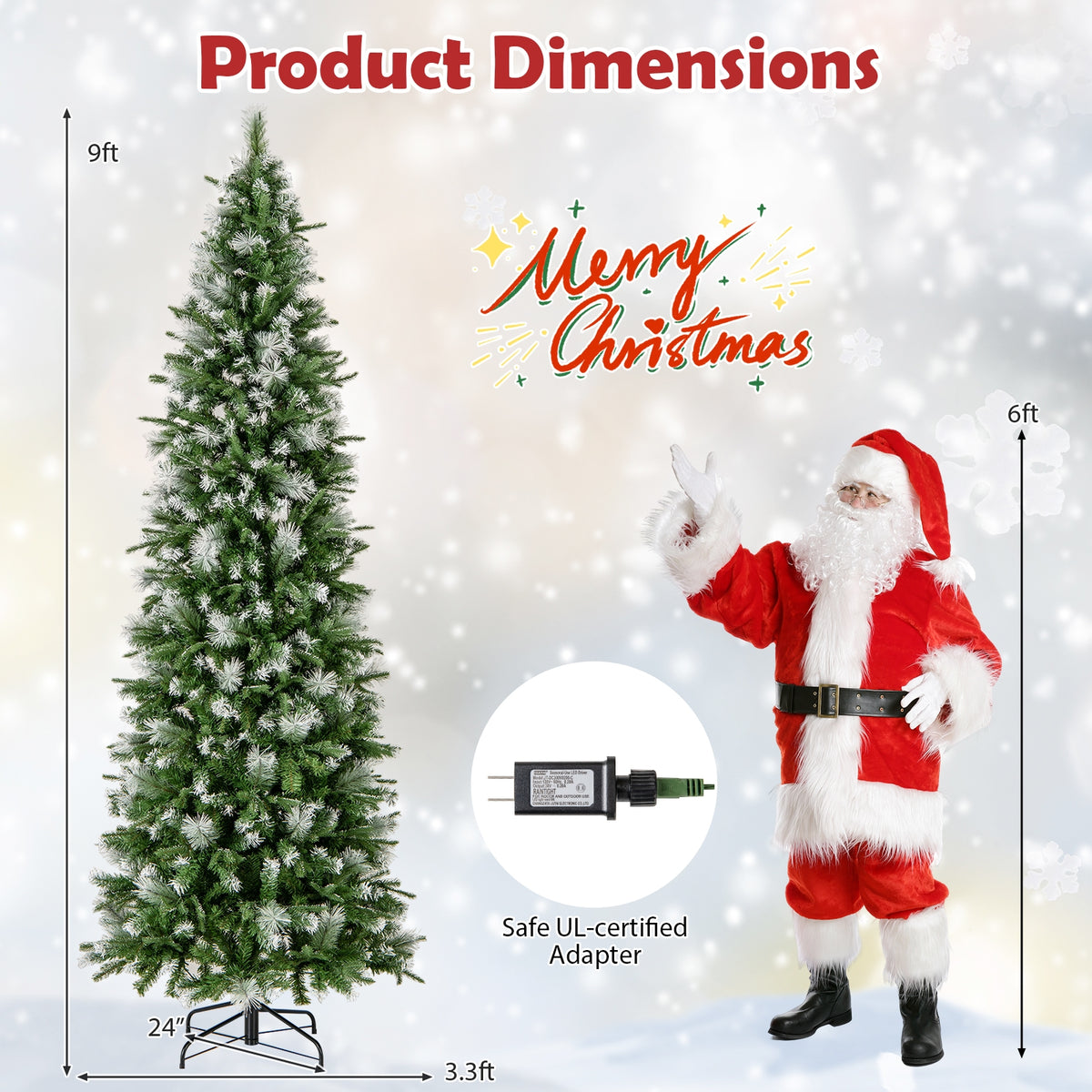 6/7.5/9 FT Artificial Christmas Tree with Warm-White LED Lights-L-Christmas Trees-DECOROLALA