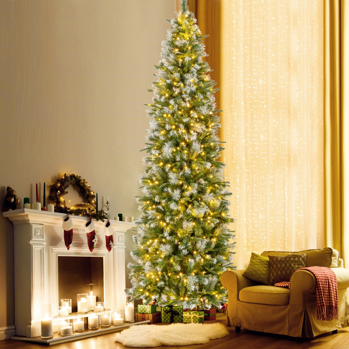 6/7.5/9 FT Artificial Christmas Tree with Warm-White LED Lights-L-Christmas Trees-DECOROLALA