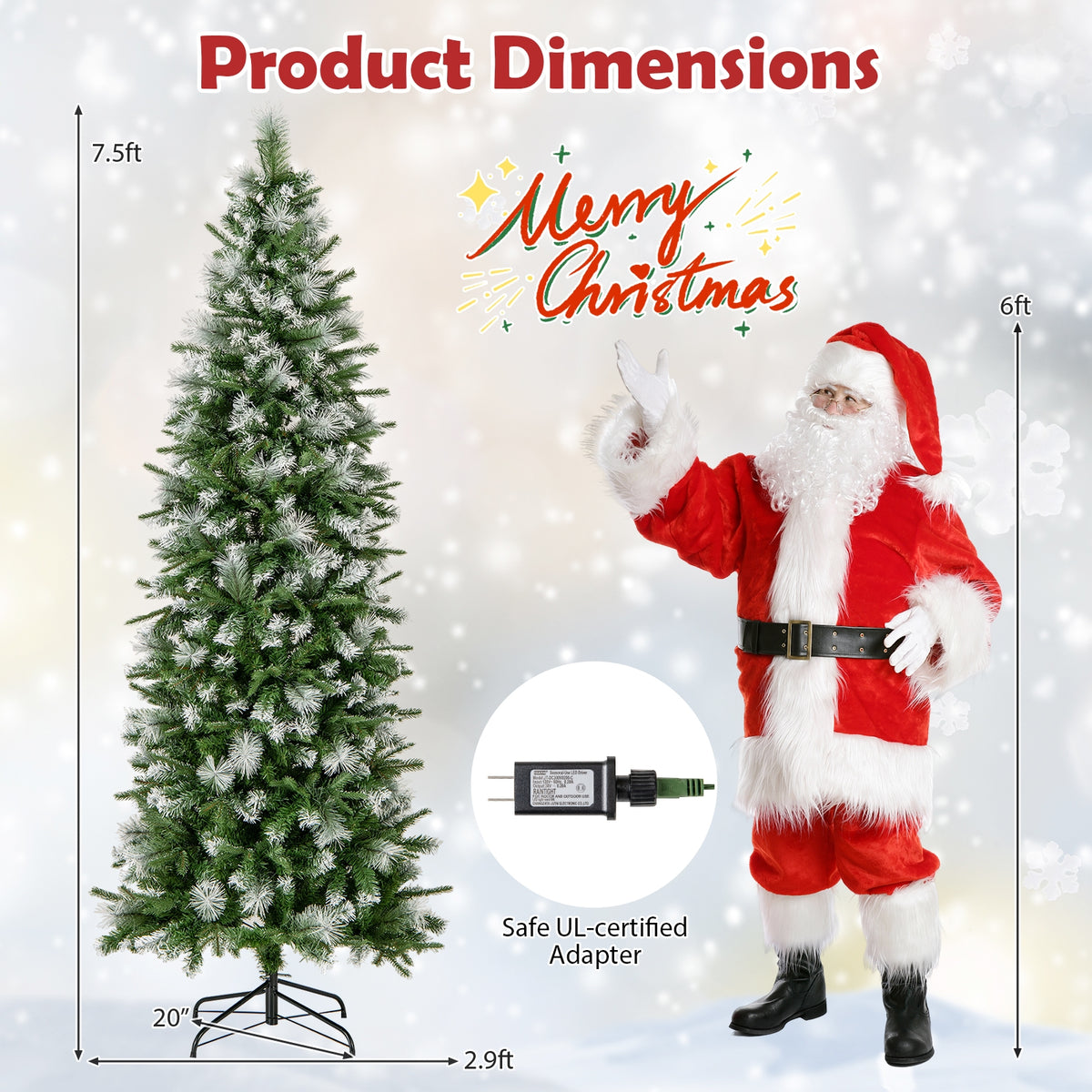 6/7.5/9 FT Artificial Christmas Tree with Warm-White LED Lights-M-Christmas Trees-DECOROLALA
