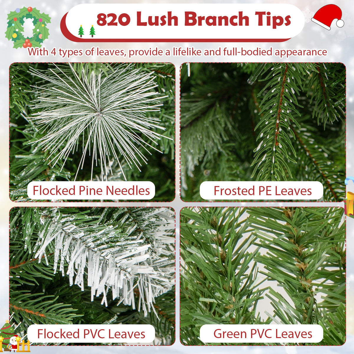 6/7.5/9 FT Artificial Christmas Tree with Warm-White LED Lights-M-Christmas Trees-DECOROLALA