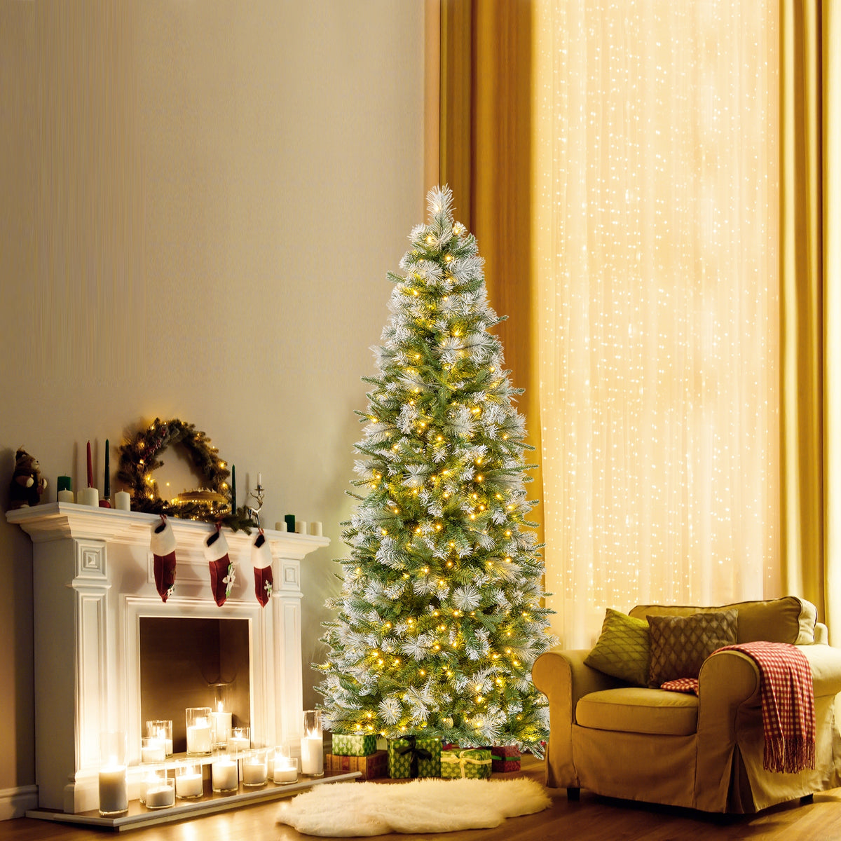 6/7.5/9 FT Artificial Christmas Tree with Warm-White LED Lights-S-Christmas Trees-DECOROLALA