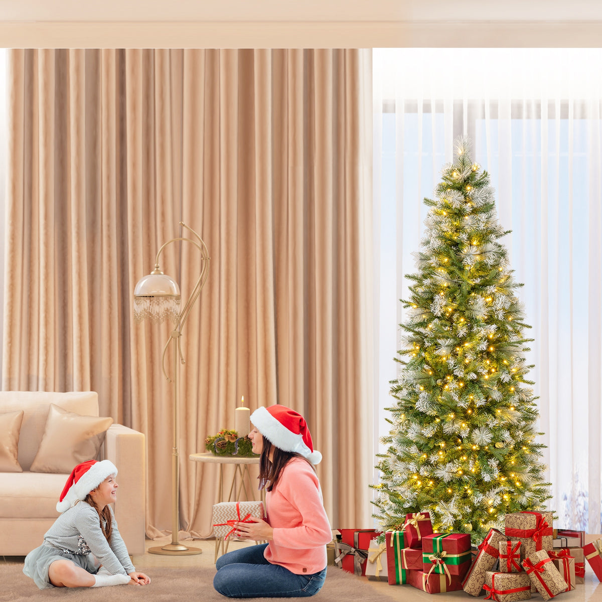 6/7.5/9 FT Artificial Christmas Tree with Warm-White LED Lights-S-Christmas Trees-DECOROLALA
